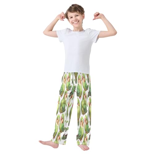 Green Bird Parrot Boys' Pajama Bottoms Boys Pants Soft PJ Bottoms Comfy Lounge Long Pants with 2 Pockets2