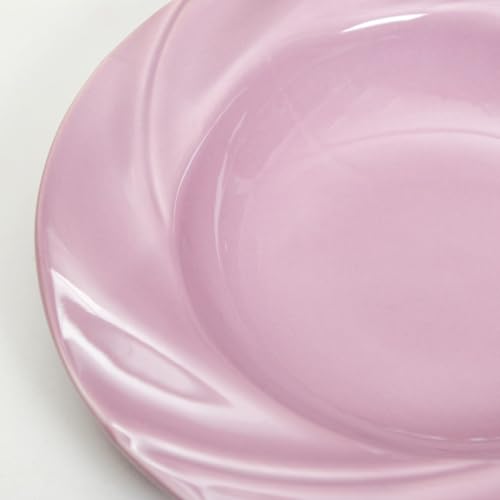 Image of Nestasia Ceramic Pasta Plates Set of 2 (300ml Each) | Microwave & Dishwasher Safe Serving Plate with Flared Rim Whirlwind Design - Ideal for Serving Pasta, Maggie & Noodles (Mauve)