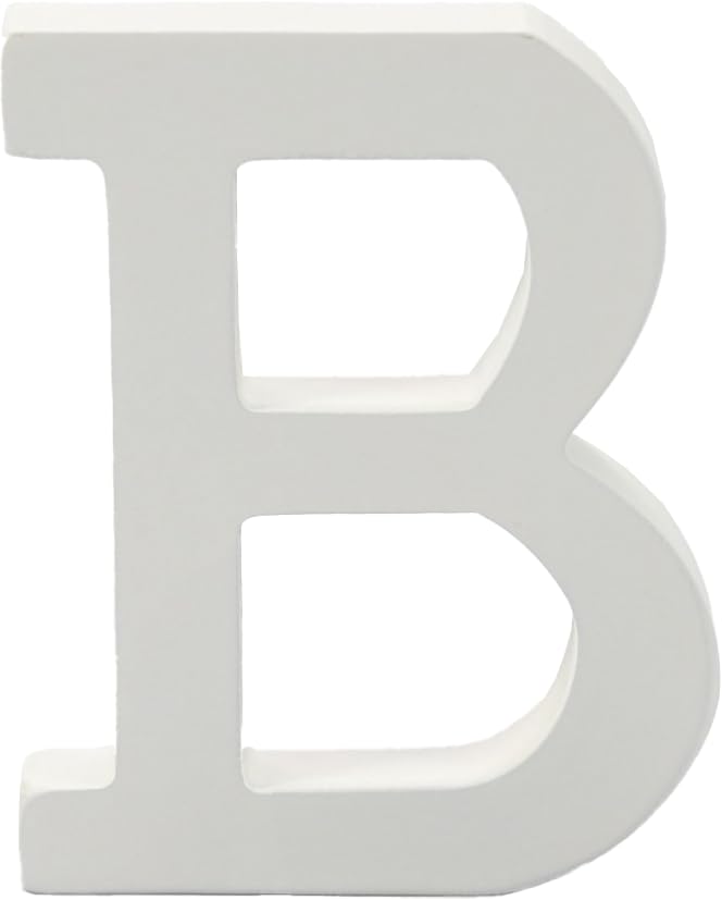 6 Inch White Decorative Wooden Letters and Numbers (B)