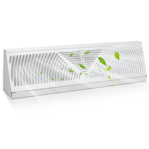 Baseboard Register Diffuser Vent Covers: 18 Inch Baseboard Diffuser (Duct Opening Size) - Smooth Air Adjust Lever & Easy Install for Home Floor Wall Register Vent Cover - White