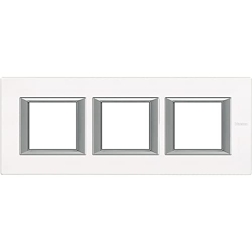 Plaque Axolute BTicino verre rectangulaire blanc 3 postes 2+2+2 modules horizontal