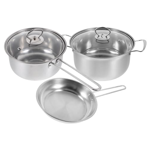 Homoyoyo Set de Casseroles Acier Inoxydable avec Faitout Casserole à Lait et Poêle Plate Ensemble Anti Fond Épais pour Cuisson