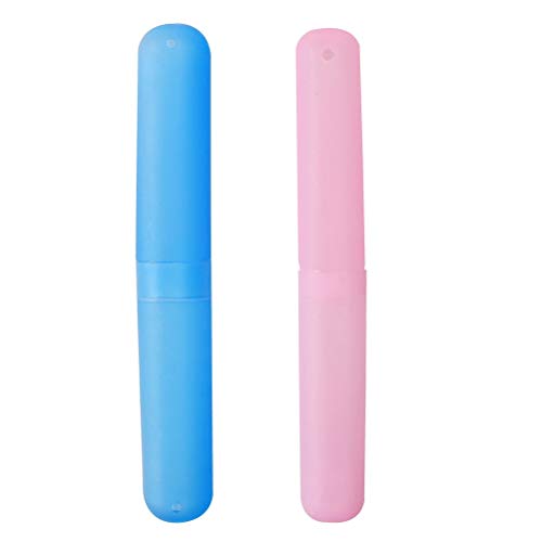 nuoshen 2 Pcs Plastic Toothbrush Case, Portable Toothbrush Holder Toothbrush Cover Storage for Daily, Travel