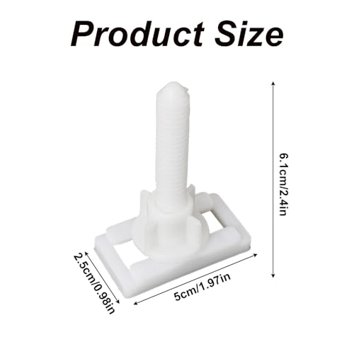 2 Pack Toilet Seat Hinge Bolts, Plastic White Rectangular Shaped Toilet Seat Hinge Bolts Nuts Fixing Fitting Kit - Image 2