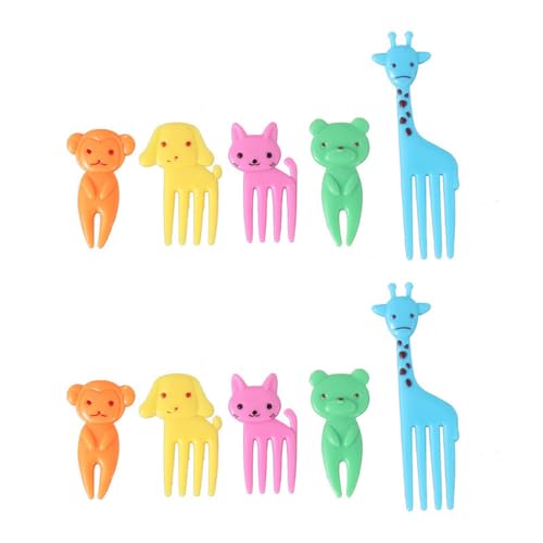 10 Pcs Food Fruit Fork Picks For Kids Cute Animals Bento Box Decor Forkscake Little Forks Dessert Forks Mini Cartoon Toothpick For Cake Dessert Pastry Party Supply