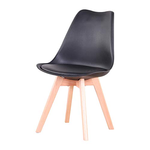 Miniatura 8 de Benyled Juego De 4 Sillas De Comedor Modernas Con Asiento Tapizado Y Patas De Madera De Haya Ideales Para Comedor, Cocina, Sala De Estar, Dormitorio Negro