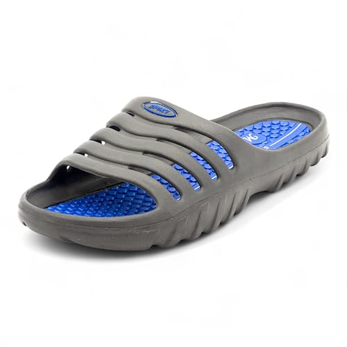CKK Herren Badelatschen Badeschlappen Dusche Sauna Strand Freizeit Badeschuhe, Grau, 41 EU