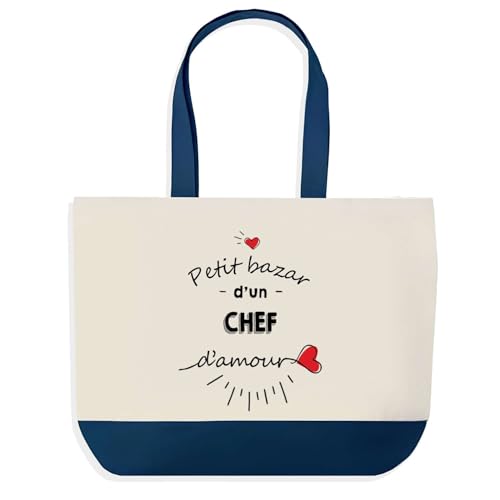 Sac de shopping bleu Petit Bazar d'un Chef d'amour Planetee