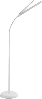 Daylight Company Duolamp, Floor Lamp, Standing Lamp for Living Room, Bedroom, Salon, Office, Touch Control, Flexible Arm, Sleek Design, Multipurpose, Double Head, 4 Brightness Levels - White 10W