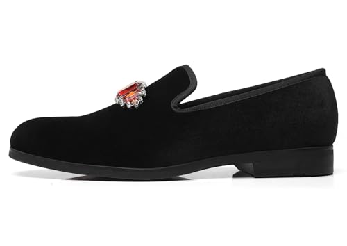 Men's Velvet Loafers Glitter Diamond Party Wedding Shoes2