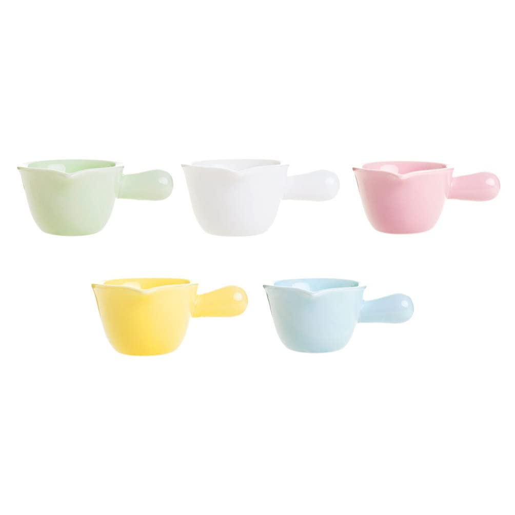 Kichvoe Set de 5 Petits Pots à Lait en Céramique Léger pour Tenir le Sucre avec Design Simple et Couleur Attractive Service de Sauces et Desserts