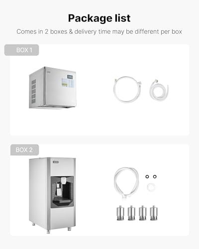 Image of VEVOR Commercial Ice Maker, 450 Lbs /Day Ice-Making Machine, 180 Lbs Large Storage Bin with 20 Lbs /Min Automatic Ice-Dispensing, Self-Cleaning Ice Machine with Touchscreen for Bar, Cafe, Restaurant