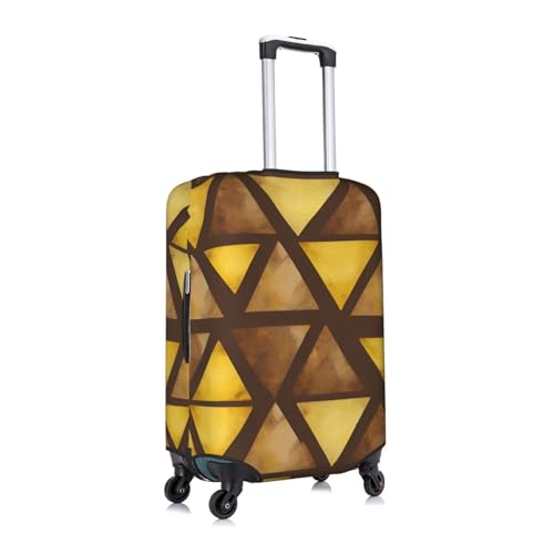 Yellow and Brown Triangles Print Protective Suitcase Cover Washable Travel Luggage Protector with Concealed Zipper3