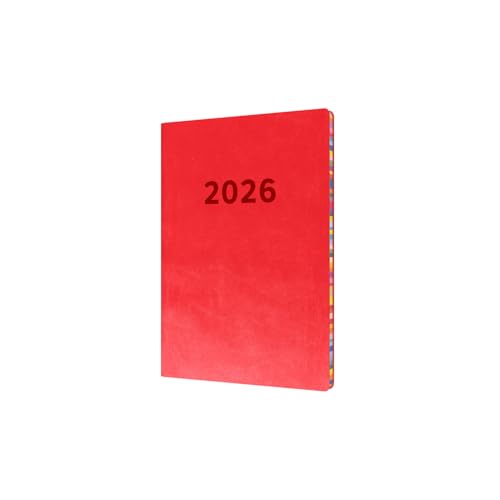 Collins - Edge Rainbow - 2026 12 Month Calendar Year Planner Week-To-View Diary A5 Soft Cover - Red (ED153.U15-26)