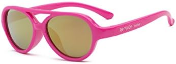 Real Kids Shades Sky Aviator Sunglasses for Toddler, Kid, Youth - 100% UVA UVB Protection, Polycarbonate Mirror Lenses, Unbreakable, Flex Fit, Iconic Style (Kid 4+, Neon Pink)
