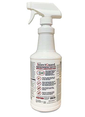 InsectGuard Permethrin Mosquitoes, Ticks and Flies Repellent & Insecticide Spray Quart (32oz)