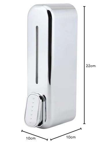 Image of Black ABS Wall Mounted Soap Dispenser: Leak-Free Hand Wash & Shampoo Bottle for Bathroom, Kitchen, Shower, Ideal Home Gadget & Organiser for Soap Dispenser in Wash Basin. (Chrome Finish)