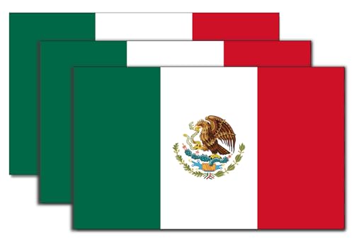 Mexican Flag Decal Bumper Sticker, 3x5 inches, 3 Pack, Durable & Waterproof Decals for Vehicles &...