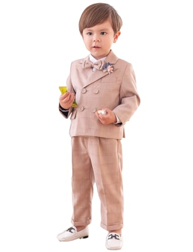 Costume pied-de-poule 3 pièces pour garçon ensemble avec veste croisée