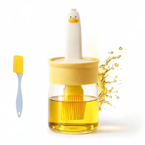 Image of Oil Brush Dispenser for Cooking 200ml | Plastic Oil Bottle with Silicone Basting Brush | Easy Oil Apply for Roti & BBQ Grill Frying Baking, Air Fryer, Heat-Resistant Food-Grade Brush for Kitchen