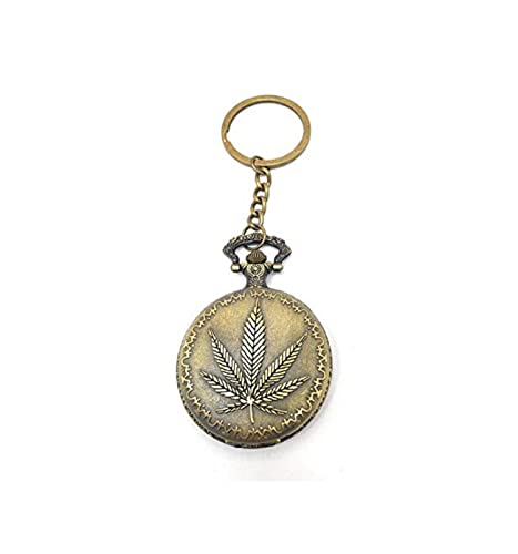 Image of AUGEN Pocket Watch Metal Keychain Leaf Retro Vintage for Gifting With Key Ring Anti-Rust (Pack Of 1)