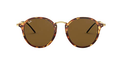 Ray-Ban Unisex-Adult RB2447 Fleck Sunglasses, Spotted Brown Havana/Brown, 49 mm