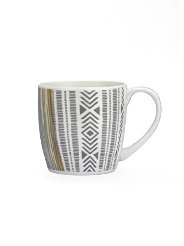 Image of Clay Craft Fine Ceramic Striped Tea Cups /Mugs Set of 6-180 ml Each, Tea Cup Set of 6, Microwave & Dishwasher Safe, Mugs for Coffee, Cups Set of 6, Mug Set, Gift Set, Ideal for Gifting