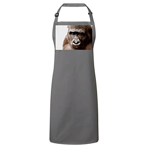 Tablier de cuisine premium gris gorille photo visage animal vie sauvage