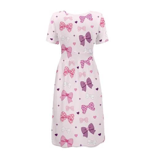 Image of Women's Summer Dresses Short Sleeve Formal Dresses with Pockets