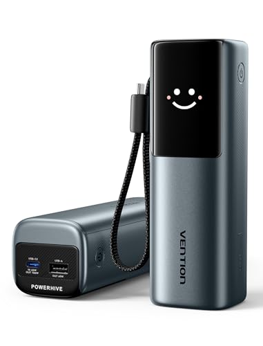 VENTION Batterie Externe 20000mAh 165W, Charge Rapide Power Bank avec Écran Numérique & Animations Emoji, 2 Ports USB-C + USB-A, Compatible iPhone 17/16/15/14 Pro Max,...