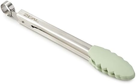 Zeal J141T Silicone Non Stick Kitchen Mini Tongs with Stainless Steel Handle (20cm) -Dark Grey