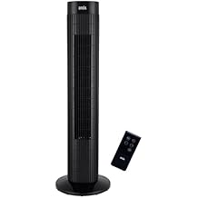 ANSIO Black Oscillating Tower Fan with Remote Control 3-Speed 3-Wind Mode, 30-Inch Ideal for Small Rooms.