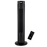 ANSIO Black Oscillating Tower Fan with Remote Control 3-Speed 3-Wind Mode, 30-Inch Ideal for Small R