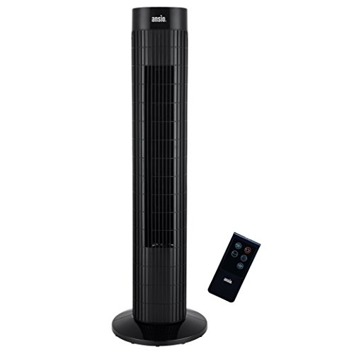 Ansio Black Oscillating Tower Fan With Remote Control 3-Speed 3-Wind Mode, 30-Inch Ideal For Small Rooms. 2 Year Warranty #TOP23