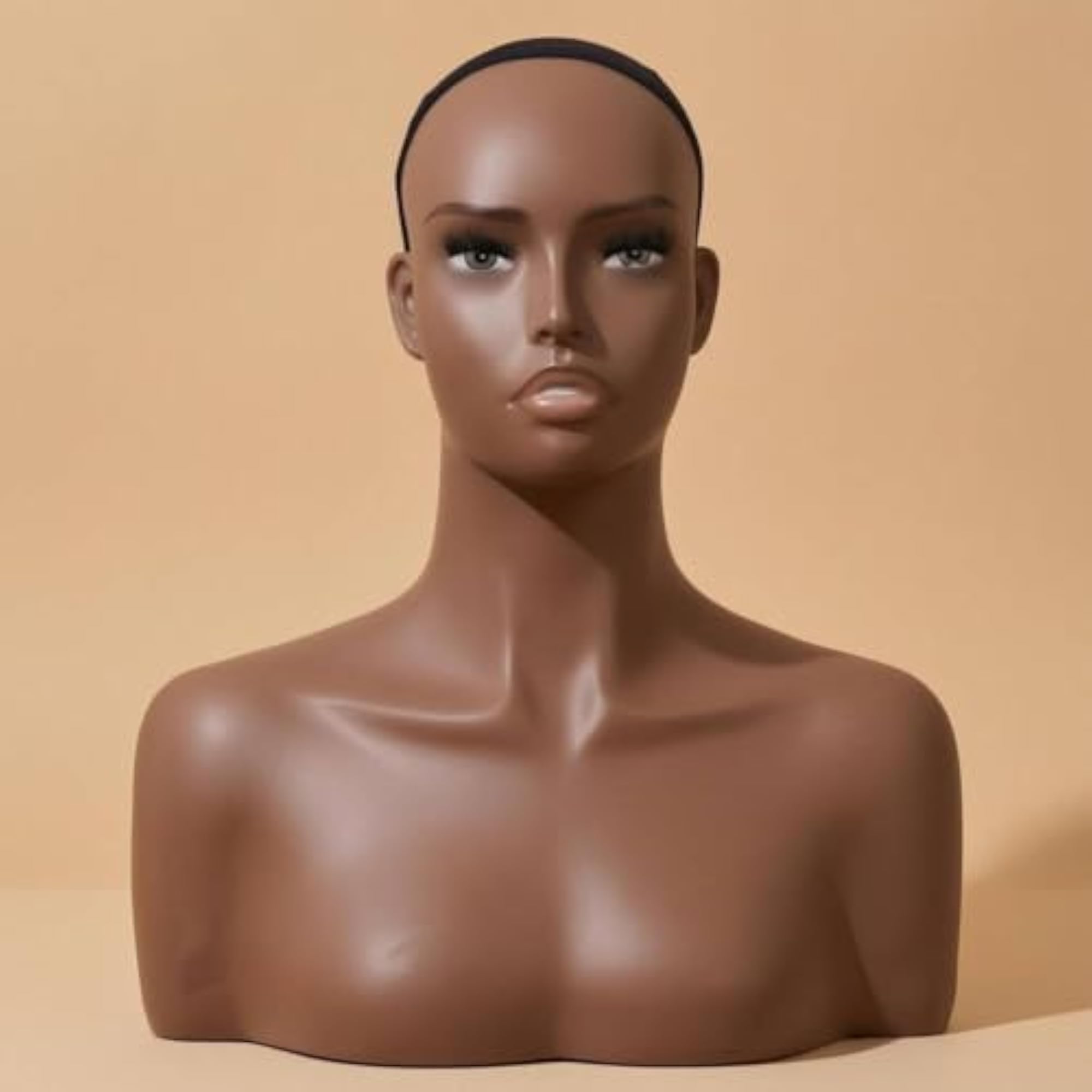Dark Brown Realistic Jewelry Display Bust Mannequin