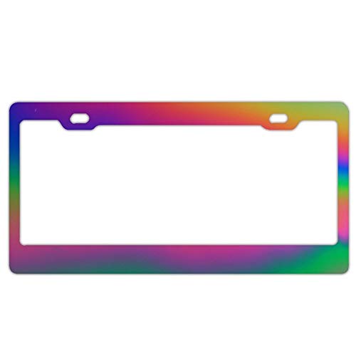 EXMENI Rainbow Shading License Plate Frame Aluminum Board Frames Theft-Proof Frames Custom Colorful Dye License Plate Holder with Stainless Steel Screw Caps