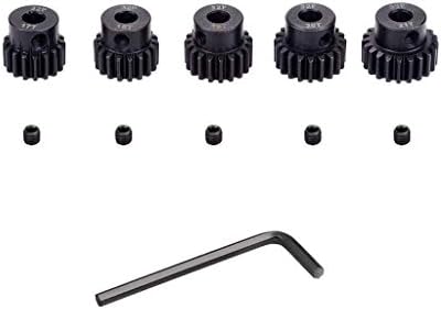 OGRC 32P 5mm Pinion Gear 17T 18T 19T 20T 21T Hardened Metal Pinion Motor Gear Set for RC Buggy Car Monster Truck(Compatible with 0.8 Metric Pitch)