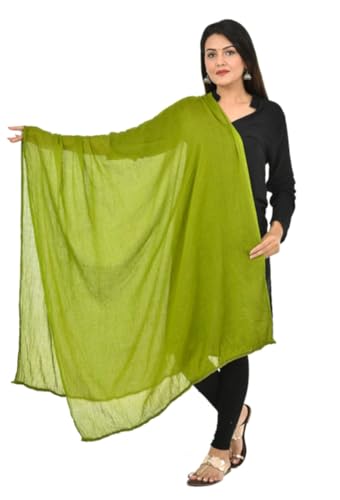 Cotton Dupatta Solid Mehendi Green Large Long Lightweight Shawl Fashion Scarves