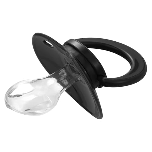 Image of Adult Sized Pacifier Bigshield : Replacement Silicone Paci Big Teat for Anxiety Release - Orthodontic Binky Taken Apart and Re-Assembled Black