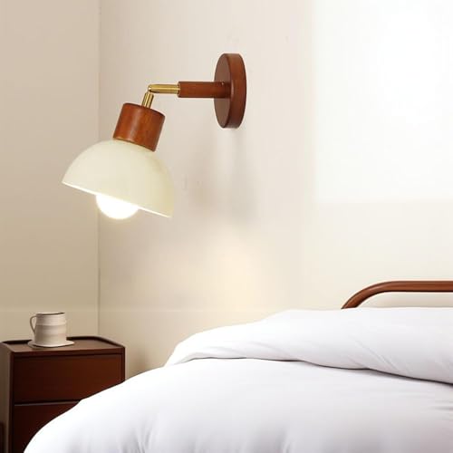Focos apliques de pared E27 regulables de madera blanca lámpara vintage interior salón 2 piezas 4