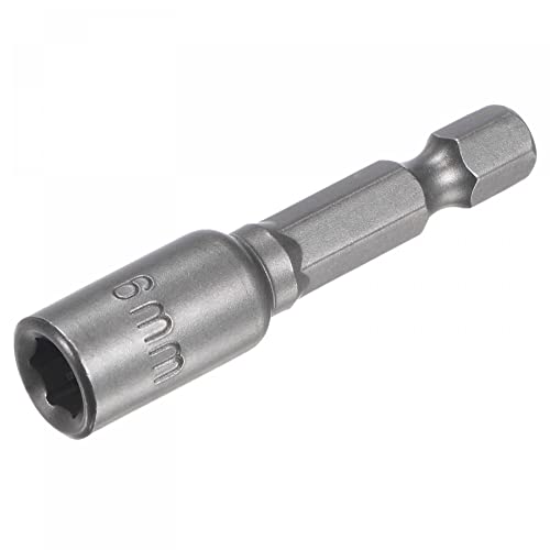 Image of sourcing map Quick-Change Nut Driver Bit, 1/4" Hex Shank 6mm Magnetic Nut Setter Drill Bits, 1.89" Length, Metric