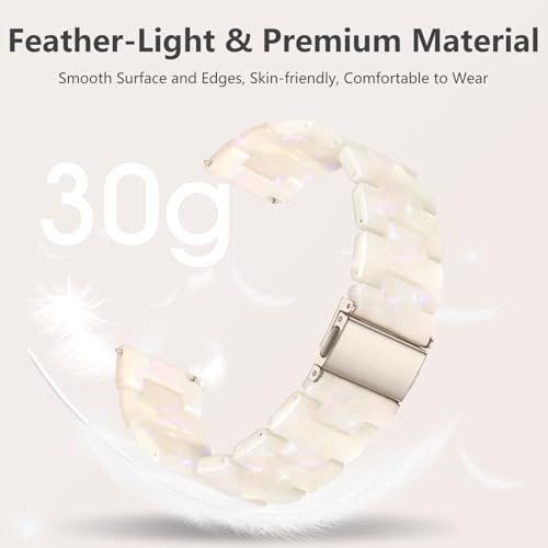 Lerobo Resin Band Compatible with Galaxy Watch 7 Band 6 5 4 40mm 44mm for Women Men Galaxy Watch 4 6 Classic 42mm 46mm 43mm 47mm Galaxy 5 Pro 45mm Active 2 40mm 42mm, 20mm Watch Band Cream White by Lerobo - Used condition - Image 3