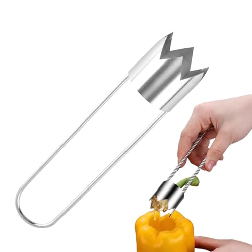 Kezvmhy Pepper Corer Remover, Vegetable Core | Kitchen Pitter Remover | Best Home Stainless Fruit Core Extraction Tool for Watermelon, Vegetables and Pears