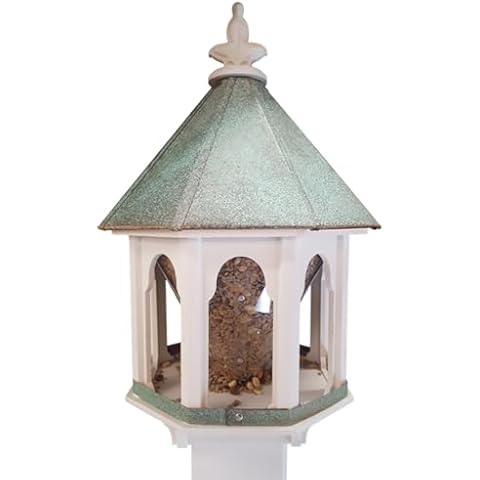 Wild Bird Feeder Solid Cellular PVC Patina Copper Roof (F8V) Made in The USA (4" x 4" Mount) Cover