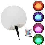 Casativo 2er-Set Solar-LED-Leuchtkugel, Ø 20cm, RGBW mit Fernbedienung, 60 Lu, IP67. Farbwechsel-Lichtkugel für Garten & Terrasse, wetterfest & kabellos