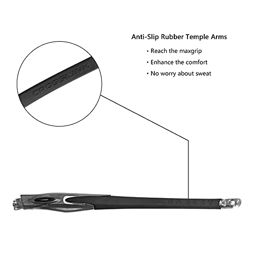 BroLizard Replacement Temples Arms for Oakley Crosslink Glass Gray Smoke Frame - with Black Icon Ring