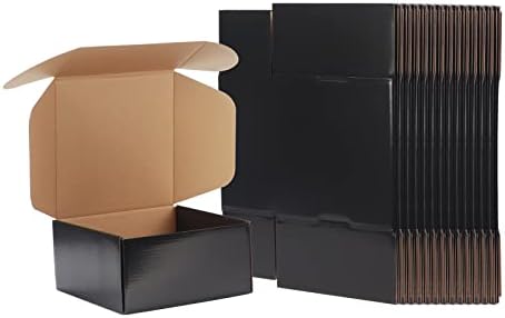 EXYGLO 9x6x2 inch Cardboard Postal Boxes 25 Pack, 229x153x51 mm Black Gift Boxes for Packaging, Small Shipping Box Mailers for Posting Mailing Small Business