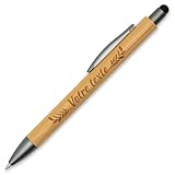 StarMaker Lot de 10 Stylos en bambou personnalisé 2 en 1   Gravure texte & icônes, prénom, stylo en bois avec embout tactile, personnalisable et étui cadeau au choix