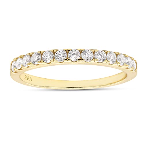 1/3 ct. t.w Round Lab Created Moissanite & Lab Grown Diamond Half Eternity Wedding Band Ring In 14k Gold Over Sterling Silver (0.33 Cttw), Gift For Her