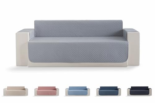 Todocama – Funda Cubre sofá, plazas, Protector de sofás Acolchado de Rombos, Transpirable, fácil de Limpiar, (Gris Claro, sofá 3 plazas)